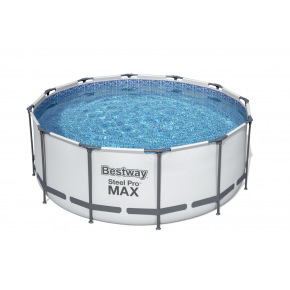 Bestway Nadzemní bazén kulatý Steel Pro MAX, kartušová filtrace, schůdky, plachta, průměr 3,66m, výška 1,22m