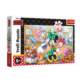 Trefl Puzzle Minnie Disney v salónu krásy 41x27,5cm 100 dílků v krabici 29x19x4cm