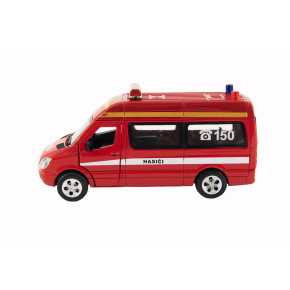 Auto hasiči kovové 15cm na baterie se světlem se zvukem na zpětné natažení 6ks v boxu