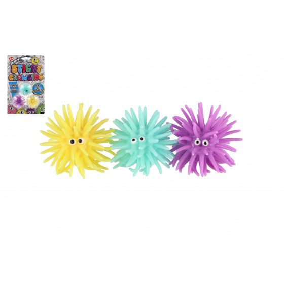 Teddies Bälle 3er Set Schleim kriechend auf Glas/klebriges Silikon 4cm 2 Farben