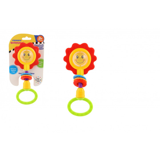 Teddies Rassel/Beißring Blume aus Kunststoff 8x19cm auf Karte 3m+