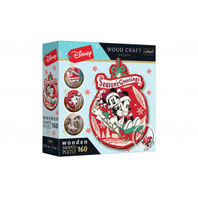Trefl Drevené puzzle Vianočné dobrodružstvo Mickeyho a Minnie 160 dielikov 18,2x24,2cm v krabici 20x20x6cm