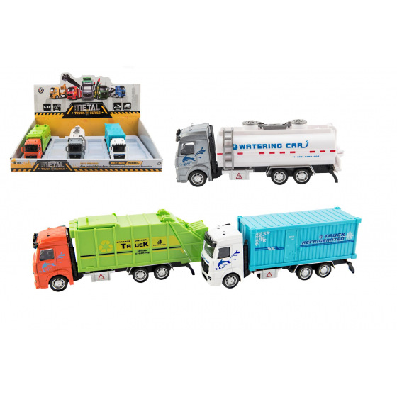 Teddies Kamion kov/plast 20-23cm na zpětné natažení 3 druhy