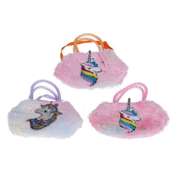 Peněženka/Kabelka jednorožec látková/plyš 6 barev 18x20x2cm