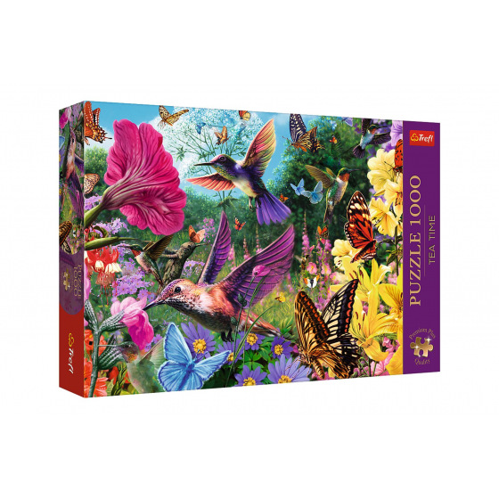 Trefl Puzzle Premium Plus - Teestunde: Kolibrigarten 1000 Teile 68,3x48cm in Schachtel 40x27x6cm