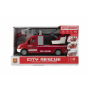 Teddies Feuerwehrwagen aus Kunststoff 27cm mit Schwungrad, batteriebetrieben mit Sound und Licht in Schachtel 32x19x12cm