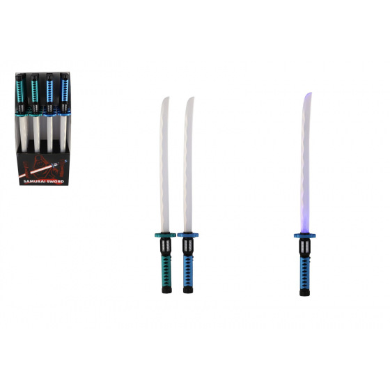 Teddies Meč samurajský svítící plast 73cm na baterie se zvukem se světlem 2 barvy