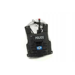 Teddies Zestaw pistoletu policyjnego i kasku z akcesoriami plastikowymi 38cm w siatce