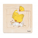 Woody drevené puzzle na doske - Vývoj sliepky