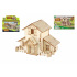 Dřevěné 3D puzzle/stavebnice domeček 4 druhy ve fólii 22,5x15cm 12ks v boxu