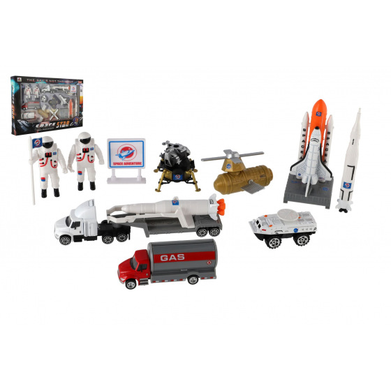 Teddies Set Weltraum groß 15 Stück Metall/Plastik in Schachtel 43x28x4cm