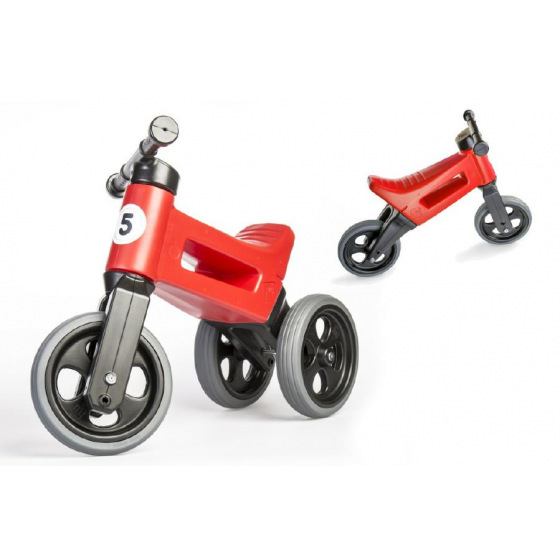 Teddies Odrážedlo FUNNY WHEELS NEW SPORT 2v1v červené výška sedadla nastavitelná 27/30cm nosnost 50kg 18m+
