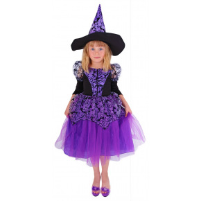 Rappa Dětský kostým čarodějnice fialová čarodějnice/Halloween (M)