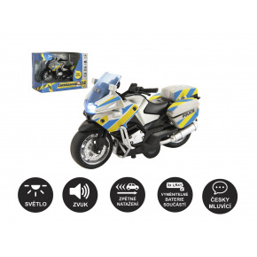 Teddies Motocykl Policja 12 cm Metal/Plastik Dwustronny na baterie ze światłem i dźwiękiem CZ w pudełku 15x11