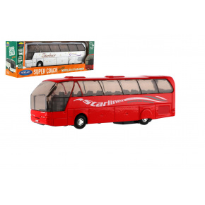 Dromader Bus Welly Super Coach metal/plastik 19cm wysuwany 2 kolory w pudełku 22,5x8x5cm