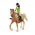 Schleich 42542 Schwarzhaarige Sarah mit beweglichen Gelenken auf dem Pferd