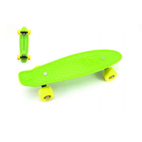 Teddies Skateboard - pennyboard 43cm, nosnosť 60kg plastové osi, zelené, žlté kolesá