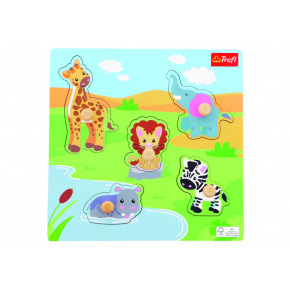 Trefl Układanka/Puzzle drewniane zwierzątka safari 22x22 cm w folii 18m+