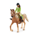 Schleich 42542 Schwarzhaarige Sarah mit beweglichen Gelenken auf dem Pferd