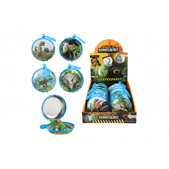 Teddies Peněženka na klíče dinosaurus kov/plast 8cm 2 barvy