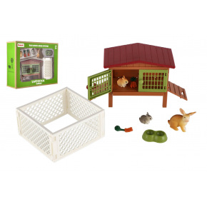 Teddies Králíkárna s výběhem plast s doplňky v krabici 23x19x8cm