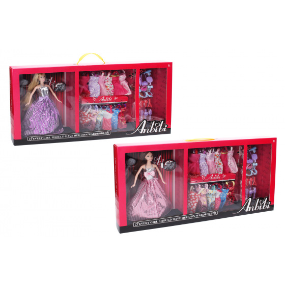 Wiky Puppe mit Kleiderschrank 30 cm 12 Kleider