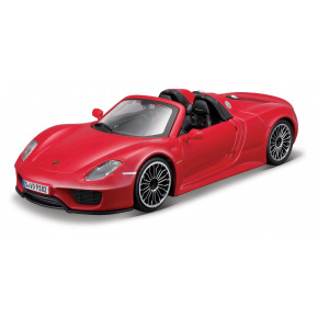 Bburago - Auta HOBBY, Porsche 918 Spyder, červená, 1:24