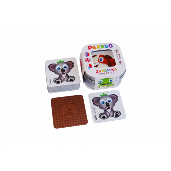 Pexeso Animals 64 karty w blaszanym pudełku 6x6x4cm Dotykowe