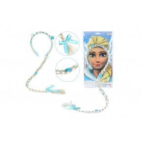 Teddies Súprava krásy čelenka s vrkočom 90cm Ľadová princezná na karte 35x18cmv sáčku karneval