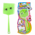 Teddies Plácačka na mouchy 18cm natahovací lepkavá + mouchy 2ks 4 barvy na kartě 12x26,5x1cm