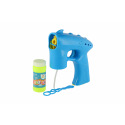 Teddies Seifenblasenpistole blau Kunststoff 13cm + Nachfüllung mit Batterien auf Karte