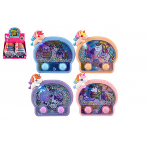 Teddies Vodní hra hlavolam svítící jednorožec plast 13x12cm na baterie 4 barvy