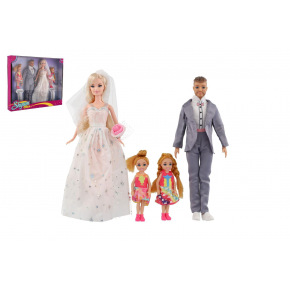 Panenka nevěsta a ženich plast 30cm s rodinou v krabici 38x32x6cm