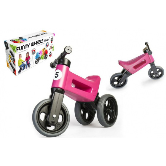 Funny Wheels Teddies Laufrad FUNNY WHEELS Rider Sport rosa 2in1, Sitzhöhe 28/30cm, Tragfähigkeit 25kg, 18m+ in der Box