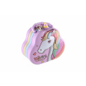 Teddies Spardose Handtasche Einhorn aus Blech mit Schloss 15x14cm 3 Farben in Plastikbox