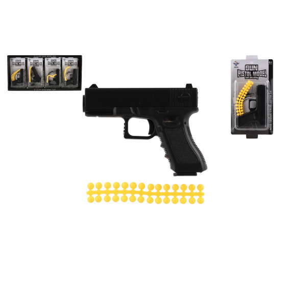 Teddies Pištoľ na mäkké guličky kov/plast 10cm + náboje 28ks 2 druhy