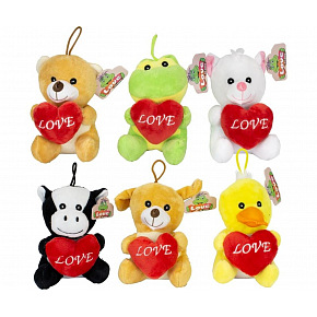 Teddies Zvířátko plyšové se srdcem 8x14cm 6 druhů 0m+ Teddies Zvířátko plyšové se srdcem 8x14cm 6 druhů 0m+