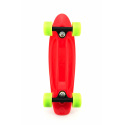 Teddies Skateboard - Pennyboard 43cm, Tragfähigkeit 60kg, Metallachsen, rot, grüne Räder