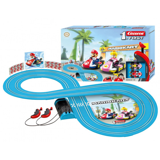 Carrera Autodráha First Mario Nintendo 2,4m plast +2 auta na bat. v krabici 50x30x7cm