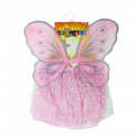 Rappa Kinderkostüm Tutu Rock rosa Schmetterling mit Stab und Flügeln