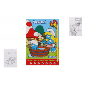 Omalovánky Šmoulové Od tečky k tečce + tužka s gumou v sáčku