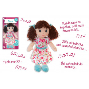 Teddies Pluszowa lalka pluszowa Ema 40 cm mówiąca i śpiewająca po czesku na karcie w torbie 0+