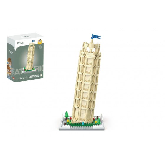 Stavebnice mini KOCO Věž v Pise plast 548 ks v krabičce 13x16,5x7cm