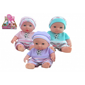 Panenka miminko pevné tělo 18cm 3 barvy 9ks v boxu
