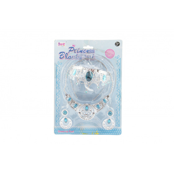 Teddies Sada krásy plast korunka + náhrdelník + naušnice na kartě 20x28cm