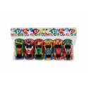 Teddies Auto závodní 6ks kov/plast 7cm na zpětné natažení v sáčku