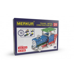 MERKUR - Stavebnice MERKUR - Zestaw konstrukcyjny Merkur 031 Modele kolejowe, 211 elementów, 10 modeli