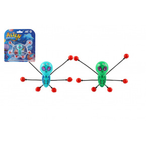 Teddies Außerirdischer, der am Glas klettert, Kunststoff 8x6cm, 3 Farben auf Karte