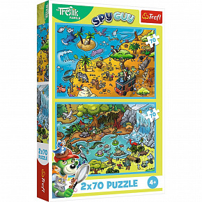 Trefl Puzzle 2v1 Treflikové se baví 2x70 dílků 27,5x18cm v krabici 19x29x4cm