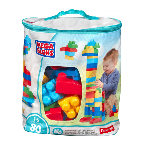 Mattel Mega Bloks First Builders pytel kostek (80) modrý